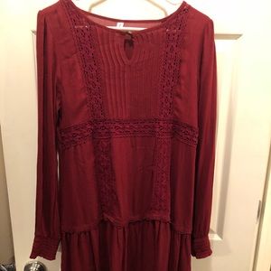 Red long sleeves dress
